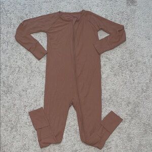 EUC Little Sleepies Ribbed Brown Zippy